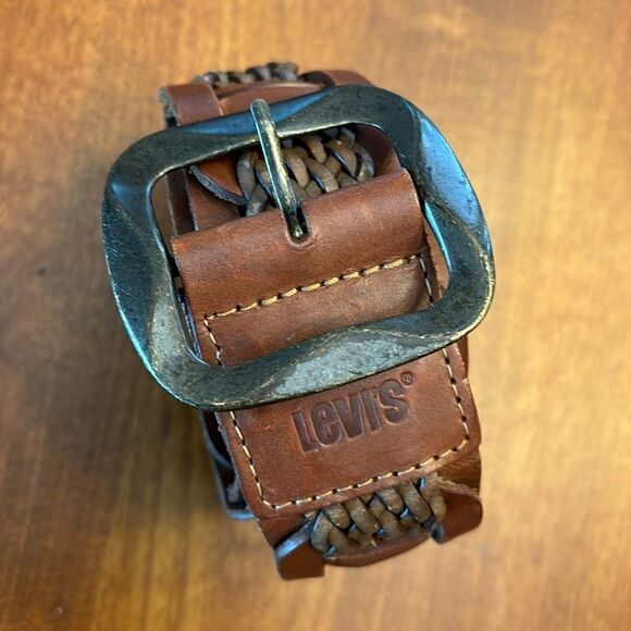 Vintage Levi's Braided Woven Leather Belt - Large - Picture 1 of 7
